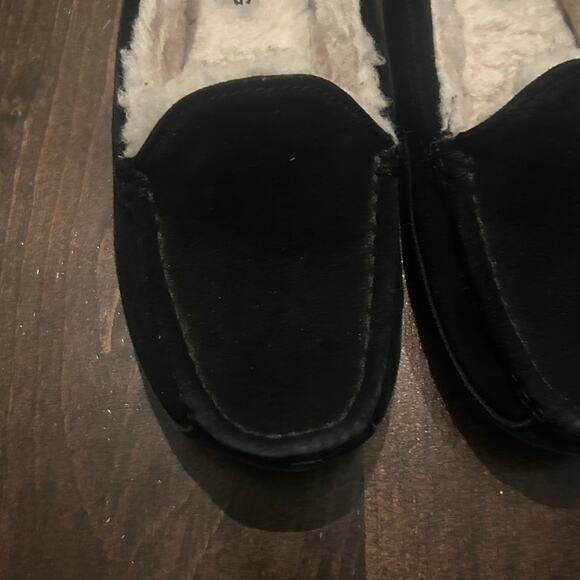 UGG Mens Ascot Black Suede Leather Sheepskin Lined Slip On Loafer‎ Slippers Sz 6 - Picture 5 of 10
